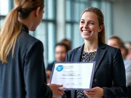 Participant receiving certificate from instructor
